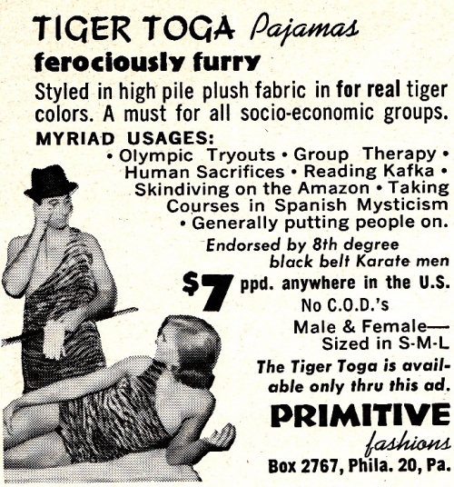 tiger toga old magazine advertisement